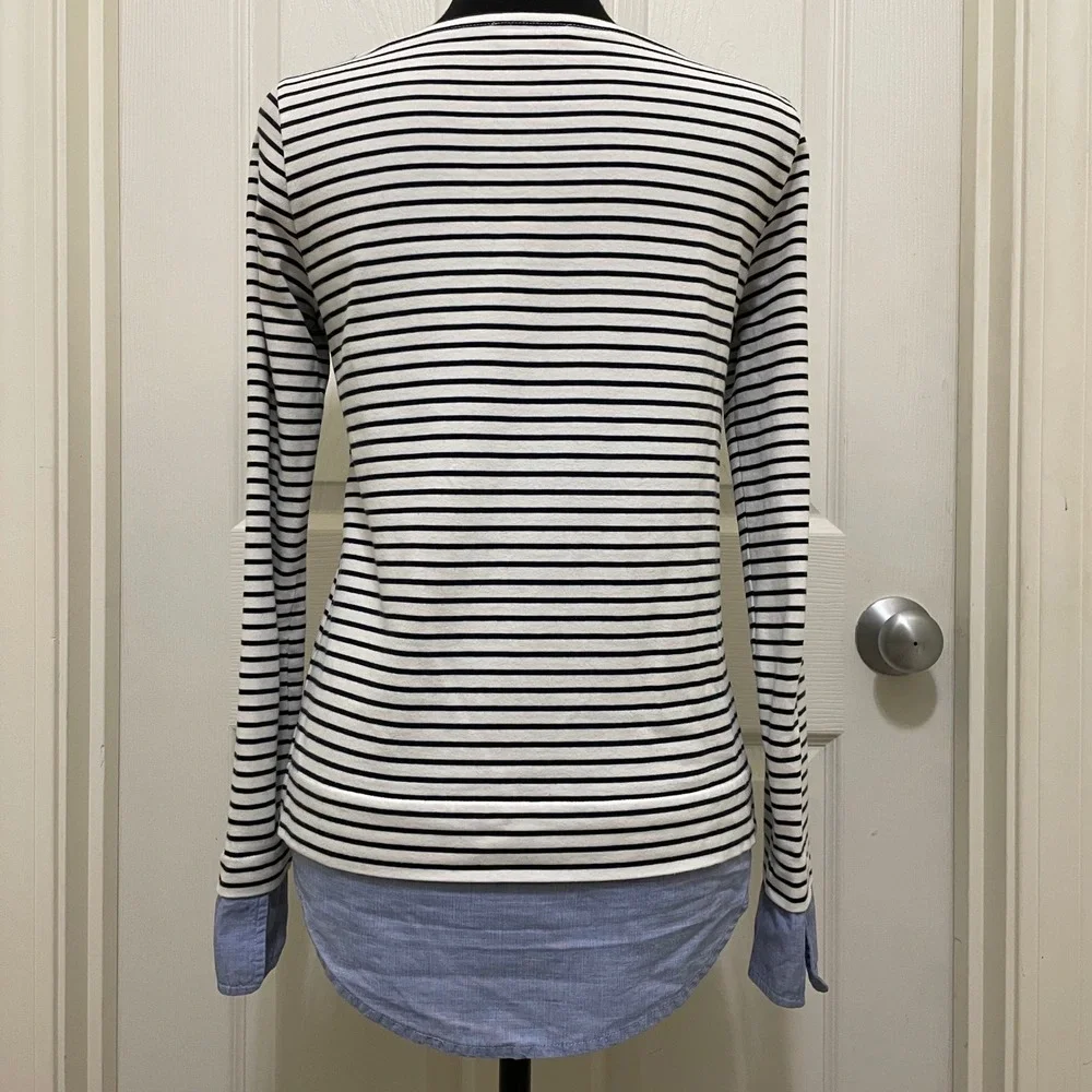 J.Crew Mercantile Breton Striped Shirt Layered Top Cotton Coastal Preppy‎ XS